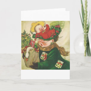 Vintage Christmas Shopping Madness Holiday Card