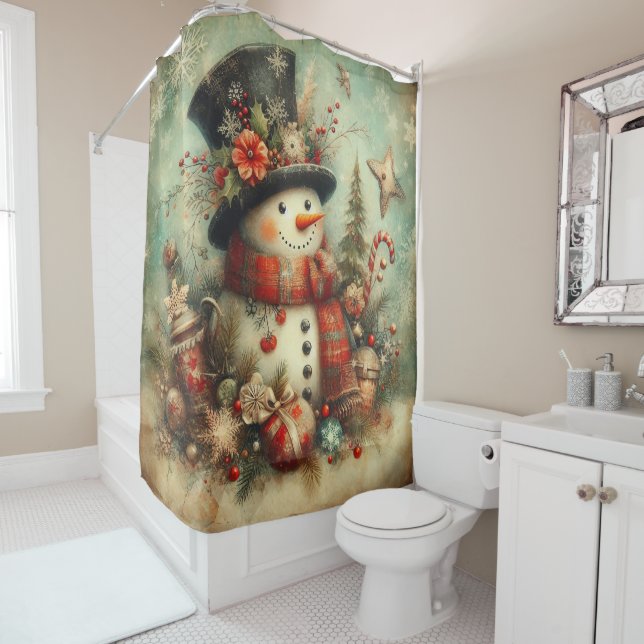 Vintage Christmas Shower Curtain (In Situ)