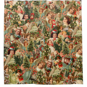 Vintage christmas Shower Curtain