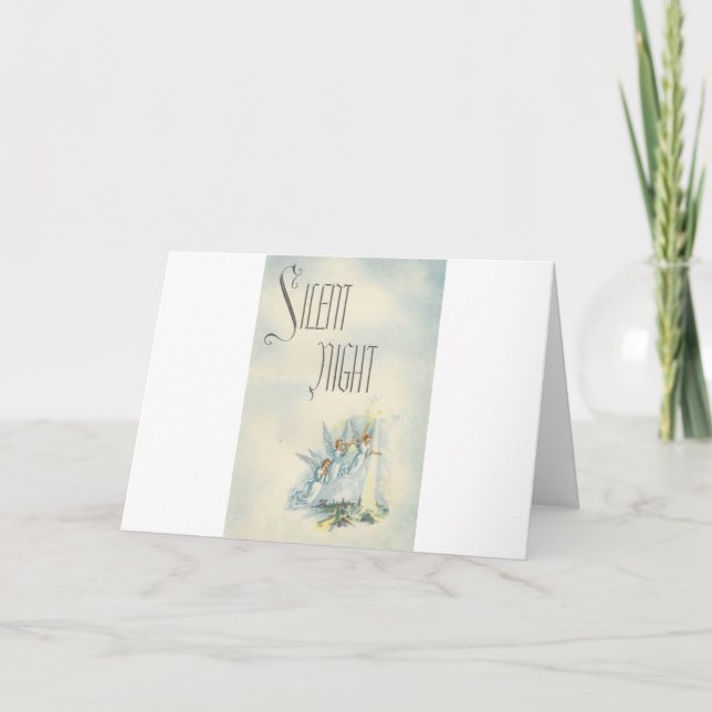 Vintage Christmas Silent Night Angels Holiday Card (Front)
