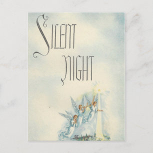 Vintage Christmas Silent Night Angels Holiday Postcard