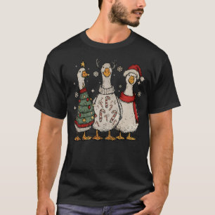 Vintage Christmas Silly Goose Santa Reindeer Men W T-Shirt