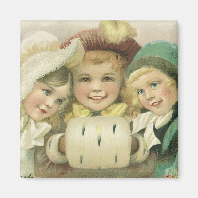 Vintage Christmas Sisters, Victorian Children Magnet (Front)