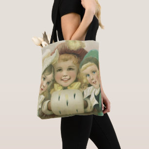 Vintage Christmas Sisters, Victorian Children Tote Bag