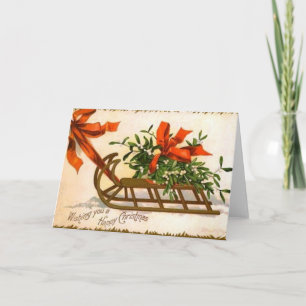 Vintage Christmas Sled Greeting Card