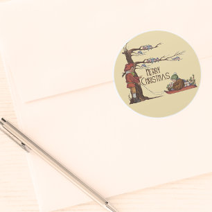 Vintage Christmas Sledding Heart Sticker