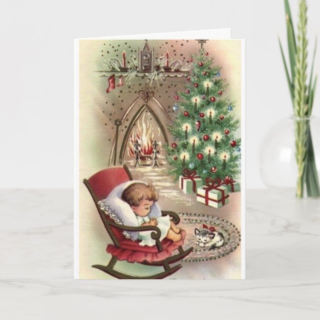 Vintage Christmas - Sleep in Heavenly Peace, Holiday Card (Front)