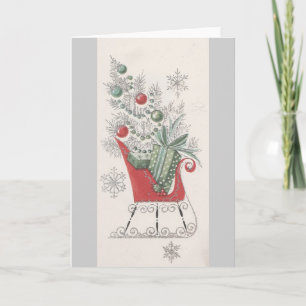 Vintage Christmas Sleigh Holiday Card