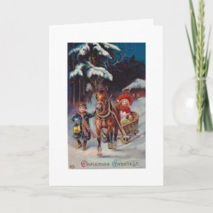 Vintage - Christmas Sleigh Ride, Holiday Card