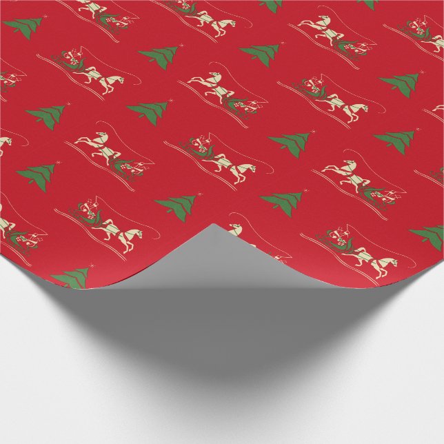 Vintage Christmas Sleigh Ride Wrapping Paper (Corner)