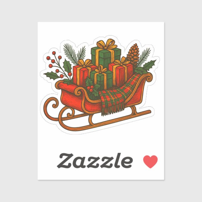 Vintage Christmas Sleigh with Gifts  (Sheet)