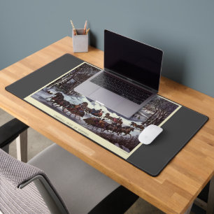 Vintage Christmas Sleighs, Central Park in Winter Desk Mat