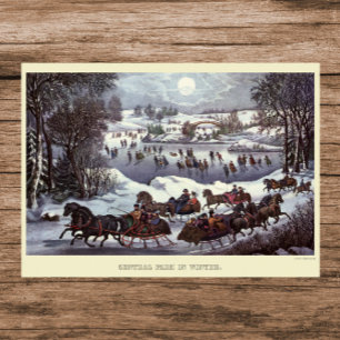 Vintage Christmas Sleighs, Central Park in Winter Poster