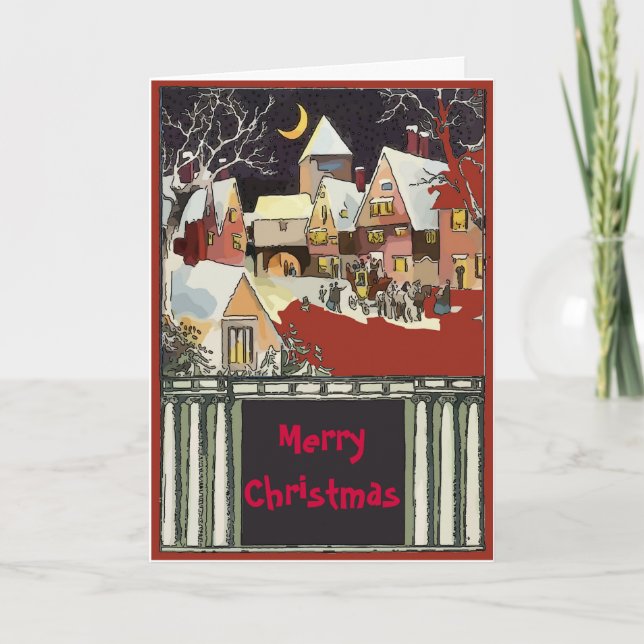 Vintage  Christmas Snow  edit text Holiday Card (Front)