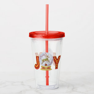 Vintage Christmas snow globe reindeer snowflakes Acrylic Tumbler