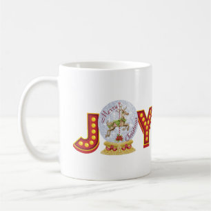 Vintage Christmas snow globe reindeer snowflakes Coffee Mug