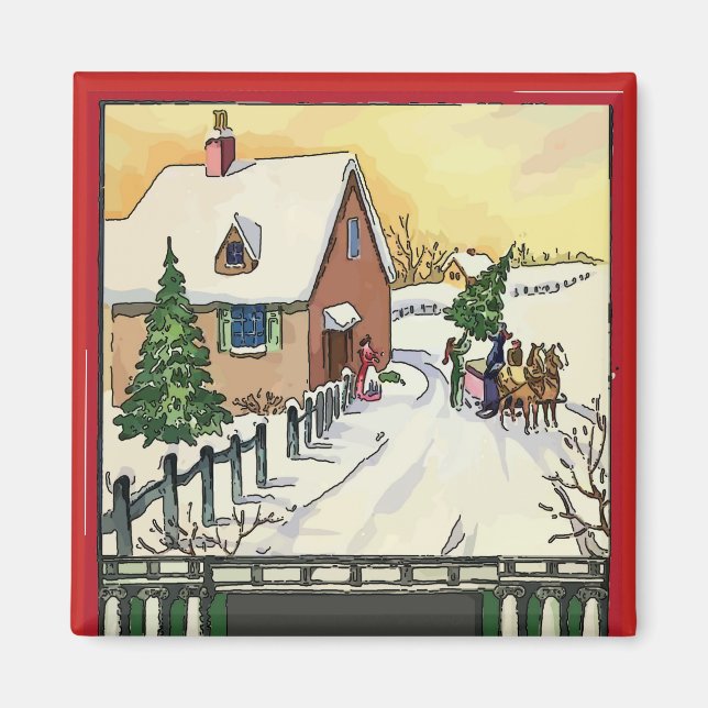 Vintage Christmas Snow Magnet (Front)