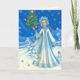 Vintage Christmas, Snow maiden Holiday Card