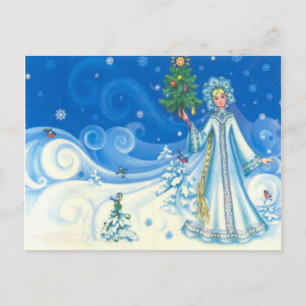 Vintage Christmas, Snow maiden Holiday Postcard