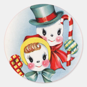Vintage Christmas Snow People Sticker