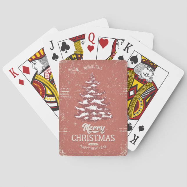 Vintage Christmas Snow Pine Tree Playing Cards (Back)