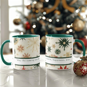 Vintage Christmas Snowflakes Personalised Holiday Mug