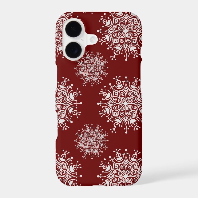 Vintage Christmas Snowflakes Red Blizzard Pattern (Back)