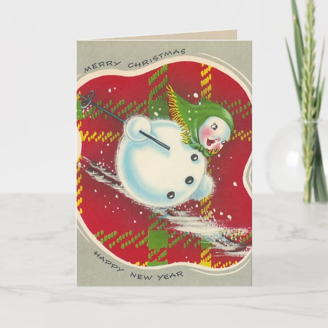 Vintage Christmas Snowman Card (Front)