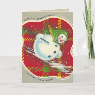 Vintage Christmas Snowman Card