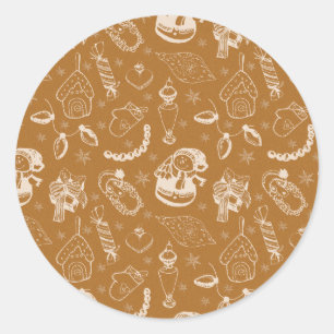 vintage christmas snowman hand drawn classic round sticker