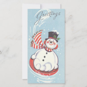 Vintage Christmas Snowman Holiday Card
