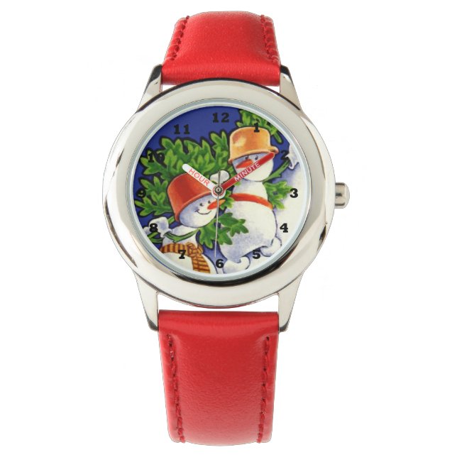 vintage Christmas snowman Holiday Watch (Front)