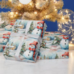 Vintage Christmas Snowman Illustration  Wrapping Paper<br><div class="desc">Vintage Christmas illustration</div>