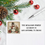 Vintage Christmas Snowman Return Address Return Address Label<br><div class="desc">A vintage design of snowman decorates this warm and cosy Christmas return address stickers. Perfect for holiday mail.</div>