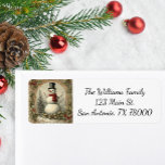 Vintage Christmas Snowman Return Address Return Address Label<br><div class="desc">A vintage design of snowman decorates this warm and cosy Christmas return address stickers. Perfect for holiday mail.</div>