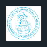 Vintage Christmas Snowman Round Return Address Self-inking Stamp<br><div class="desc">Christmas family round return address self-inking stamp with your name and address in blue ink stylish typography with a pretty hand drawn vintage Christmas snowman image. Simply add your name and address. Exclusively designed for you by Happy Dolphin Studio. If you need any help or matching products please contact us...</div>