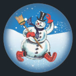 Vintage Christmas Snowman Sticker<br><div class="desc">Vintage Christmas Snowman Sticker.  This is a wonderful 1940s Christmas image.</div>