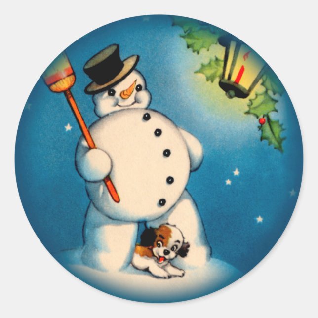 Vintage Christmas Snowman Sticker (Front)