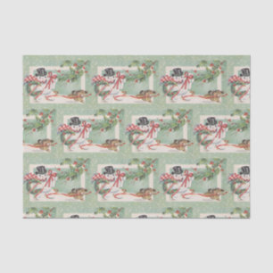 Vintage Christmas snowman tiled party tissue Paper