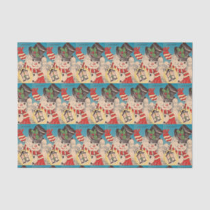 Vintage Christmas snowman tiled party tissue Paper