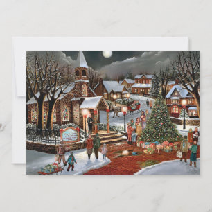 Vintage Christmas snowy landscape Holiday Card