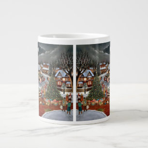 Vintage Christmas snowy landscape Large Coffee Mug