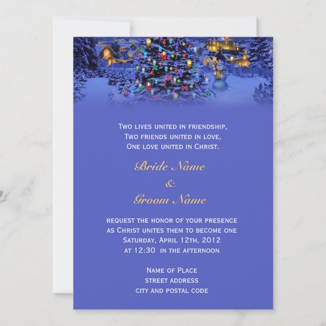 Vintage Christmas snowy night  religion's wedding Invitation (Front)