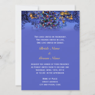 Vintage Christmas snowy night religion's wedding Invitation