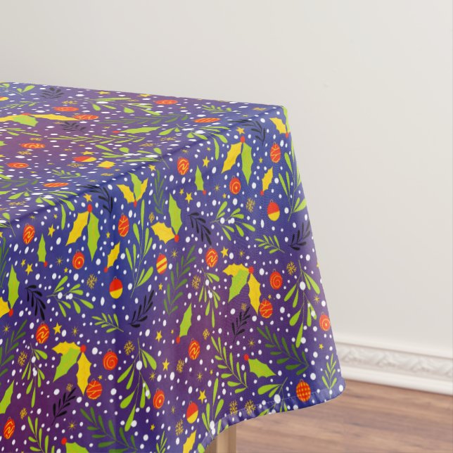 Vintage Christmas Snowy Rabbit Winter  Tablecloth (In Situ)