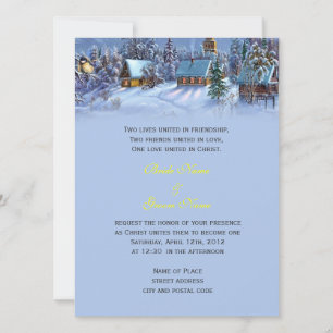 Vintage Christmas snowy world religion's wedding Invitation