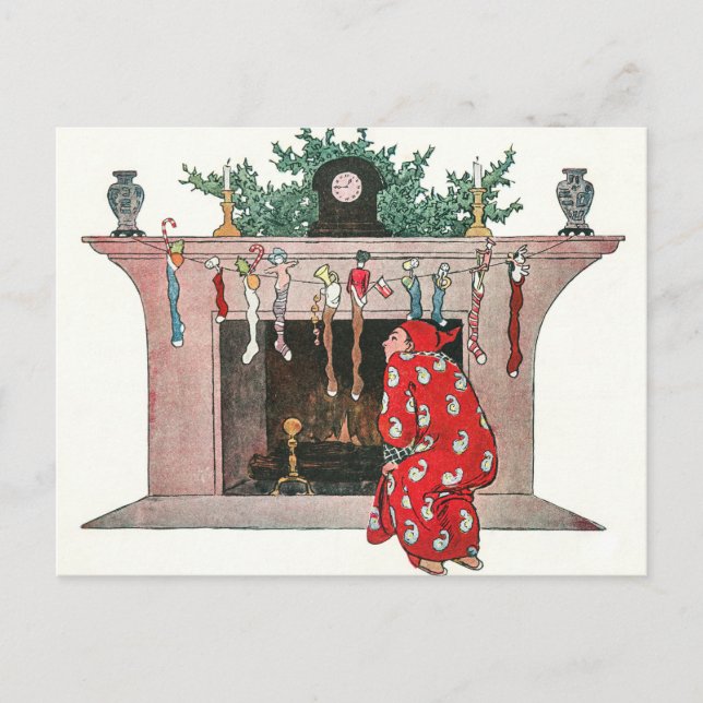 Vintage Christmas Socks and Gifts Holiday Card (Front)