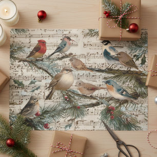 Vintage Christmas Songbirds Winter Tissue Paper