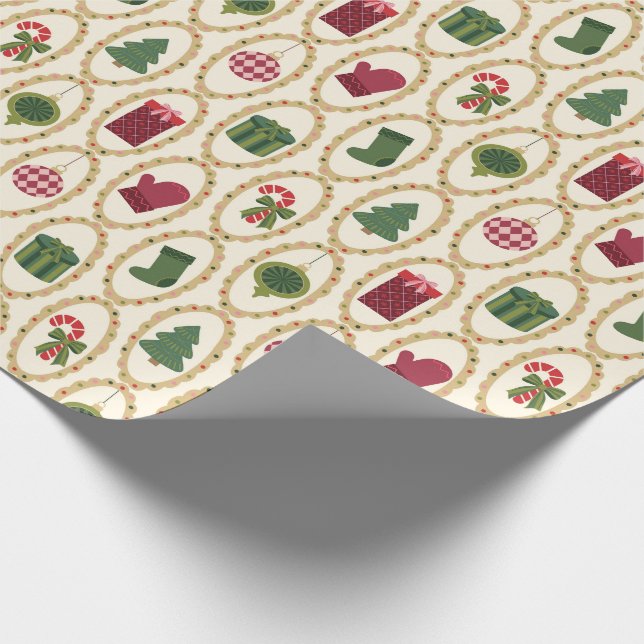 Vintage Christmas Spotlights Wrapping Paper (Corner)