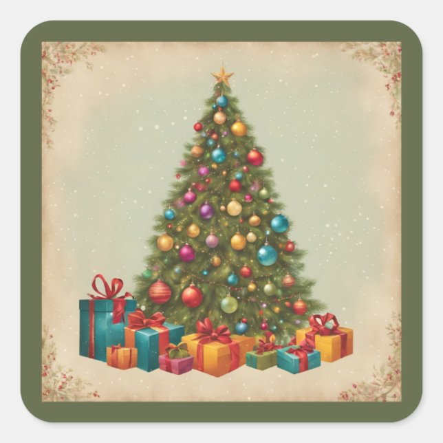 Vintage Christmas Square Sticker (Front)